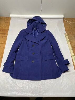 George Women's Hooded Peacoat in Royal Blue